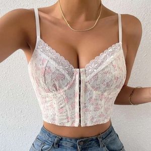 SHEIN Floral Print Lace Cami